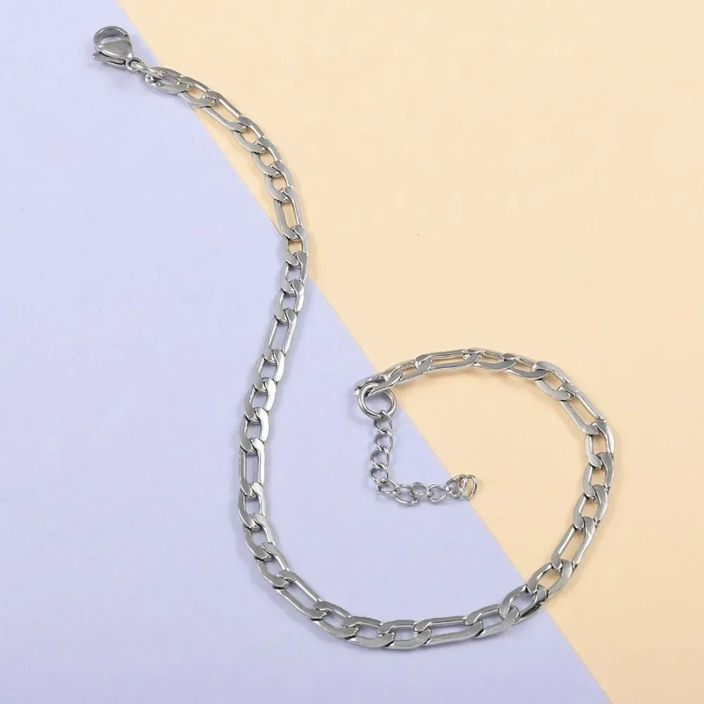 Figaro Chain Bracelet in Stainless Steel (9 In)